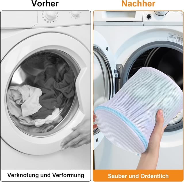 Detalle de Dntorx 3er-Set BH-Waschbeutel mit verstecktem Reißverschluss (18 x 18 x 20 cm), Wäschenetz für BHs, Unterwäsche & Socken – blau