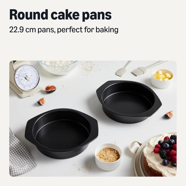 Thumbnail 1 de Amazon Basics Nonstick Round Cake Pan, Dishwasher and Oven-Safe, 22.8 cm., Set of 2
Amazon Basics Nonstick Round Cake Pan, Dishwas…