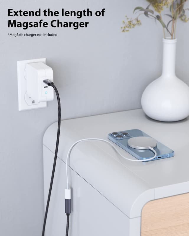 Detalle de CONMDEX USB‑C Verlängerung 0,3 m (USB 3.2 Gen 2, 10Gbit/s, 100 W) für Typ‑C Geräte & 4K/60