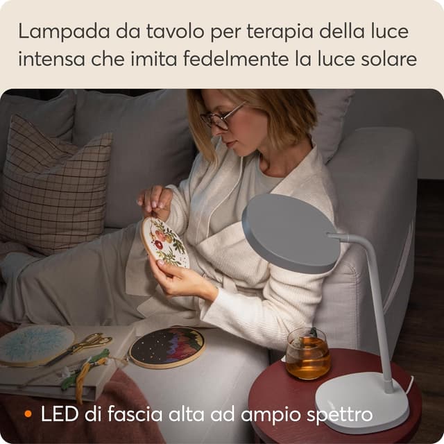 Detalle de Lumie Task lampada LED terapia luce 10.000 lux regolabile, bianco neve