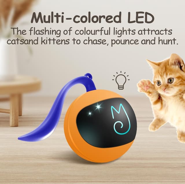 Thumbnail 6 de Migipaws Interactive Cat Ball Toy Set (Orange) – automatic rolling chase ball with fluffy tail