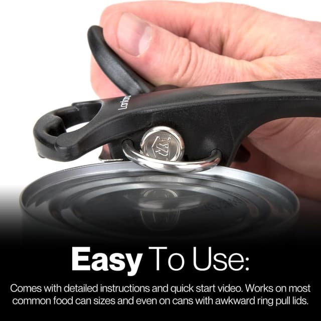 Detalle 2 de Lantana can opener with smooth edge & bottle cap lifter (manual safety tin opener) - Black/Stainless Steel