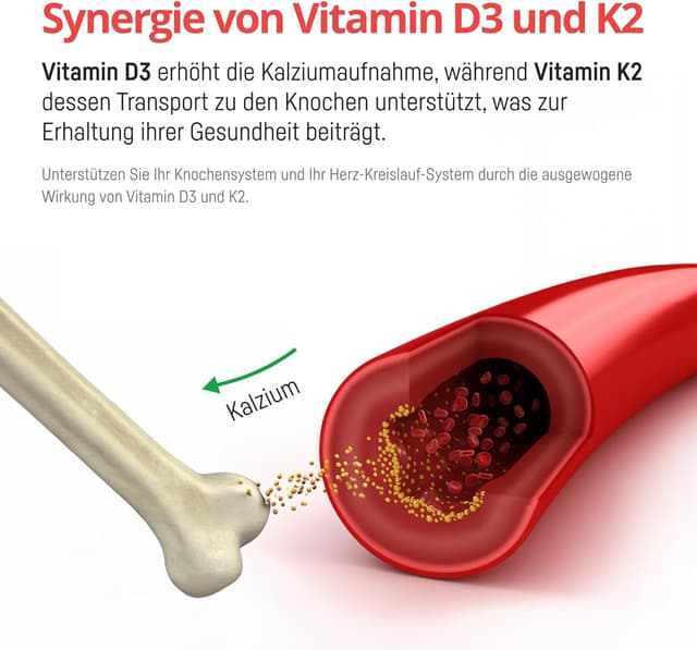 Detalle de Vitamin D3 K2 Hochdosiert 5000 IE + 100 µg K2 MK-7 (All-Trans) – 240 Softgel-Kapseln
