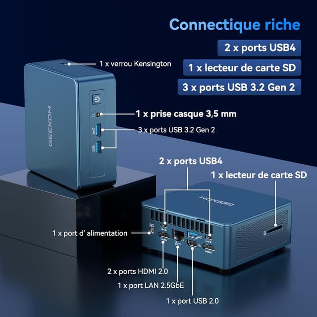 Detalle 2 de GEEKOM IT13 mini PC Intel i7, 16 Go