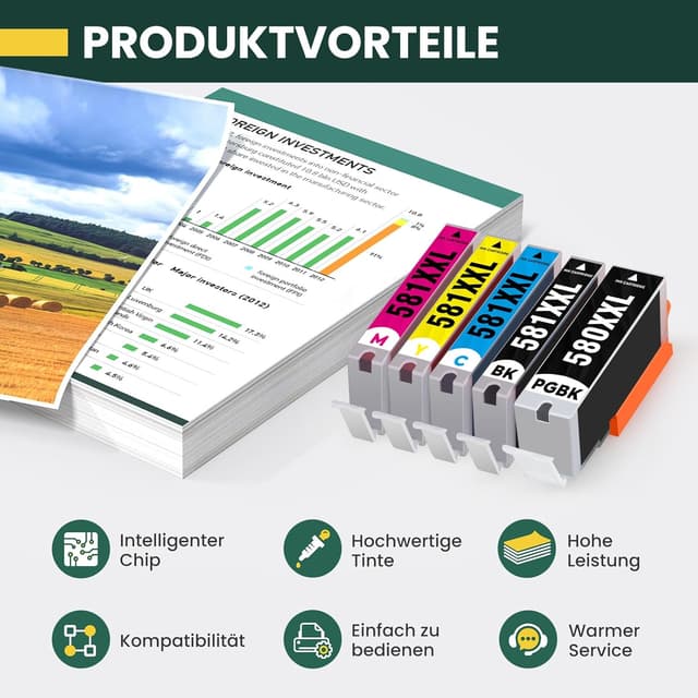 Detalle 2 de INK E-SALE 580 581 Druckerpatronen 10er-Pack