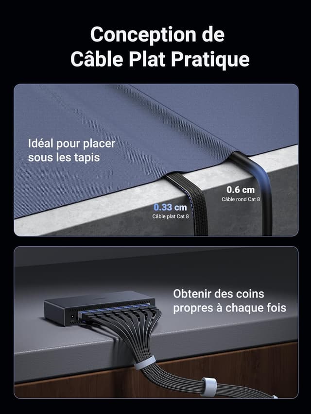 Thumbnail 2 de UGREEN Cat 8 câble Ethernet RJ45 40 Gbps