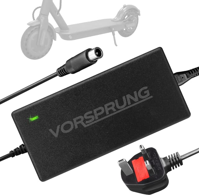 Detalle de VORSPRUNG® 42V 2A Electric Scooter Charger (UK plug, LED status) for 1-pin Xiaomi M365/Pro/1S & Ninebot ES series