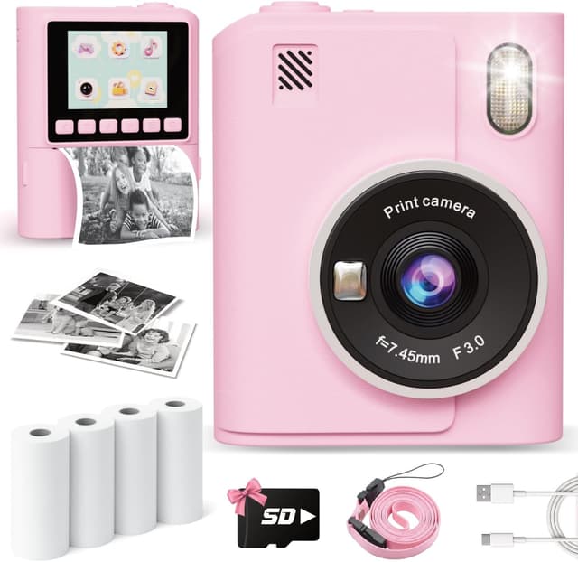 Detalle de Instant Print Camera for Kids (1080P) — Portable Instant Digital Print Camera for Ages 4–10, Pink