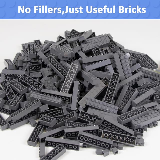 Detalle de Cabeeskii 560 Classic Bausteine Set (Dunkelgrau) – Nachfüllpack mit 7 Größen und 560 Teilen