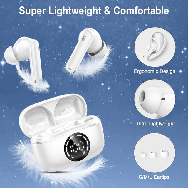 Thumbnail 6 de chalvh Bluetooth 5.4 Wireless Earbuds with ENC, 48H Playtime, USB-C Fast Charge & IP7