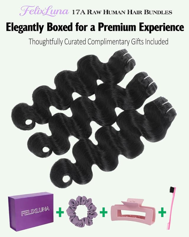 Thumbnail 6 de 17A Premium Body Wave Human Hair Bundles (Cuticle Aligned, Reinforced Ultra Thin Weft)