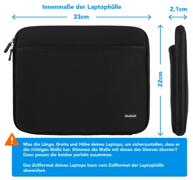 Thumbnail 10 de BlueBuilt Laptophülle 33 cm 15 Zoll Schutz