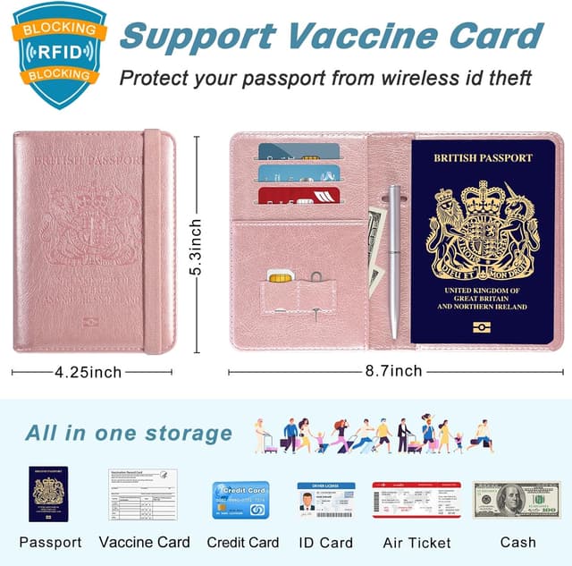 Detalle de DMLuna Premium PU Leather Passport Holder with RFID Blocking