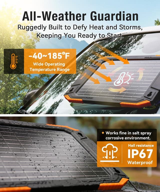 Detalle de BALDR Upgraded 13W Solar Battery Trickle Charger (MPPT) for 12V Cars, Boats, Marine, RVs