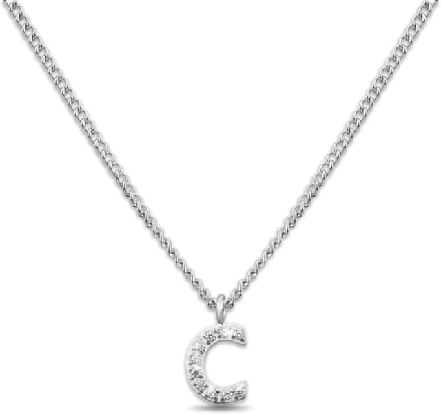 Detalle de GD GOOD.designs Kette mit Buchstaben Silber (316L Edelstahl) mit Initialen-Anhänger für Damen