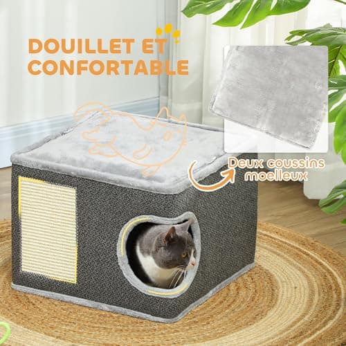 Thumbnail 4 de PawHut Arbre à Chat avec plate-forme, 2 coussins, 45 x 45 x 35 cm ⏳