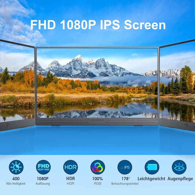 Detalle 2 de CUIUIC Portable Monitor 15,6" FHD Tragbarer Bildschirm