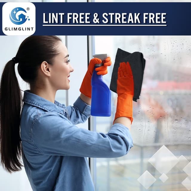 Thumbnail 4 de GLIMGLINT Black Microfiber Cleaning Cloth 150PK 14x12