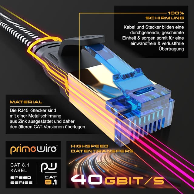 Detalle 2 de CAT 8 Netzwerkkabel 5 m schwarz, RJ45