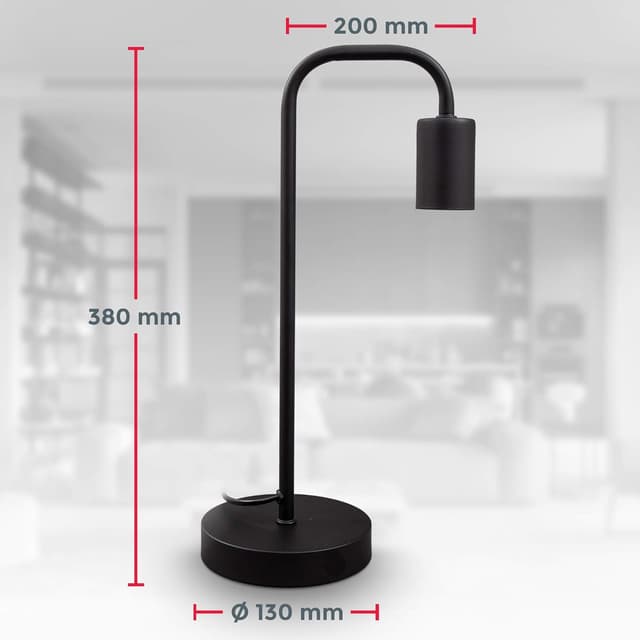 Thumbnail 5 de B.K.Licht Lámpara de Mesa Retro 📖 E27, Metal, Negro