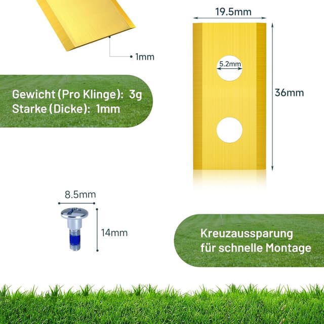 Detalle 2 de HAUSPROFI 32x Titan Ersatzklingen & Messer für Mammotion Luba 2, Luba 1 & Yuka (DIN EN 50636-2-107 geprüft)