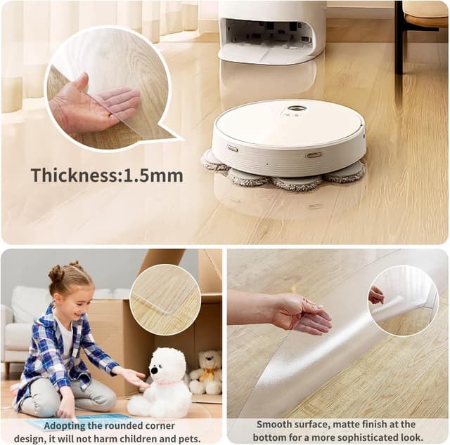 Detalle de OstepDecor Office Chair Mat for Hardwood Floor, clear PVC desk chair protector (90 x 160 cm)