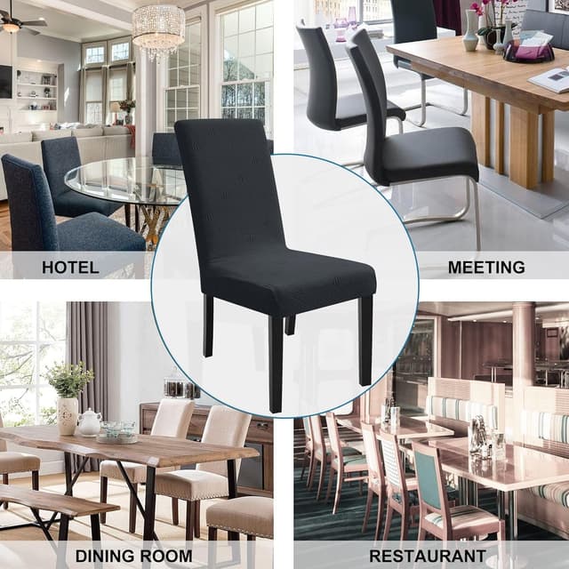 Detalle de Ystyle housse de chaise extensible universelle (lot de 6) en gris