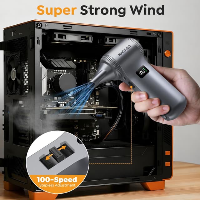 Thumbnail 3 de NACKEO Electric Air Duster K100 (cordless, up to 230,000 RPM) with LED light, display and stepless speed control