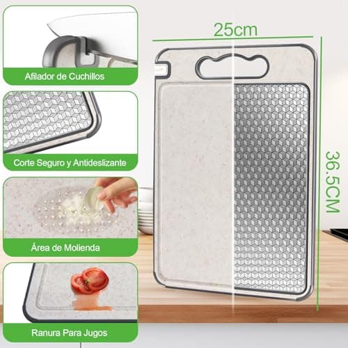 Detalle 2 de Tabla de Cortar Dictien de acero inoxidable doble cara (36 x 25 cm), sin BPA