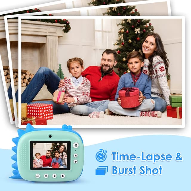 Detalle de HiMont Kids Camera Instant Print (Blue) – no-ink instant printing, 20MP dual-lens & 32G TF card