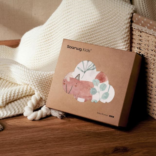 Detalle de Soarwg Kids Baby Blanket (Little Fox) – 75x100cm soft plush newborn blanket with dotted micro fleece backing