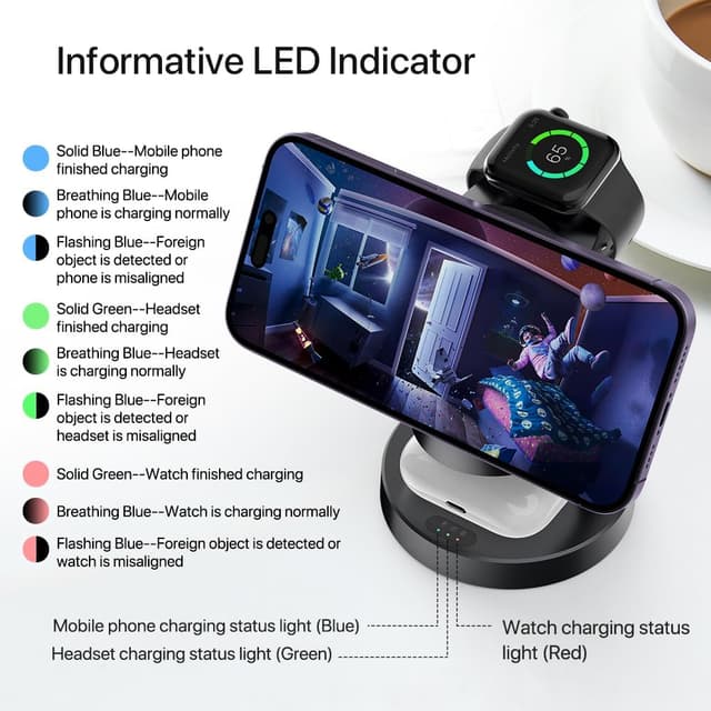 Thumbnail 6 de 3 in 1 Wireless Charging Station for Apple Devices