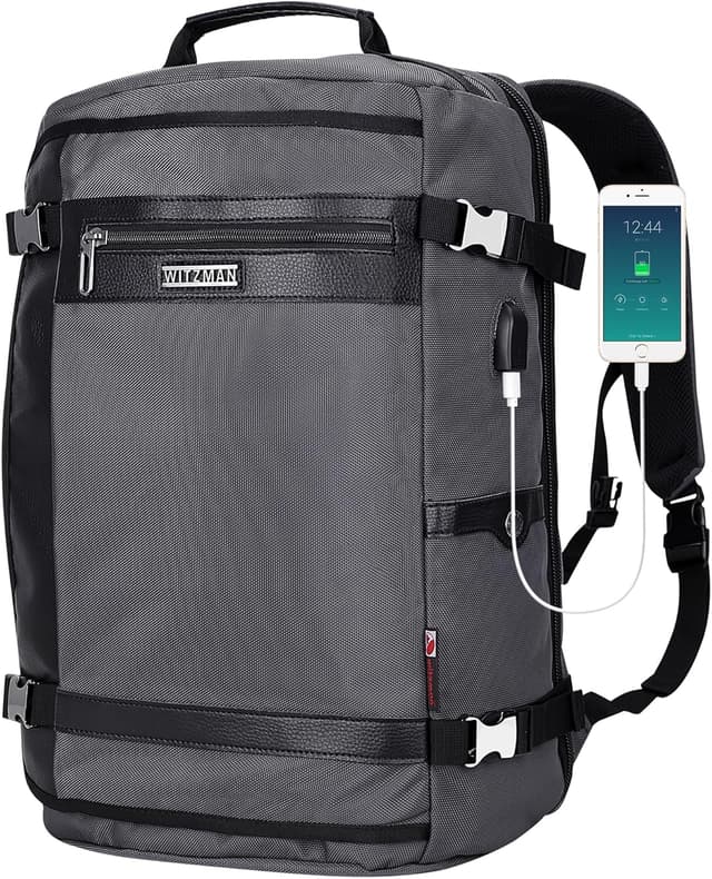 Detalle de WITZMAN Sac à dos de voyage pour ordinateur portable 17" avec port USB (B686) gris argenté