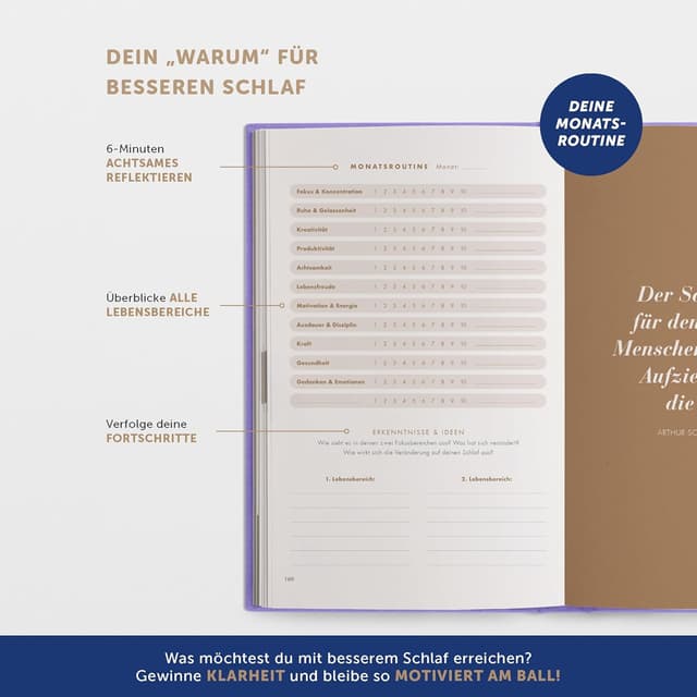 Thumbnail 5 de 6 Minuten Schlaftagebuch 150 Seiten Schlafjournal