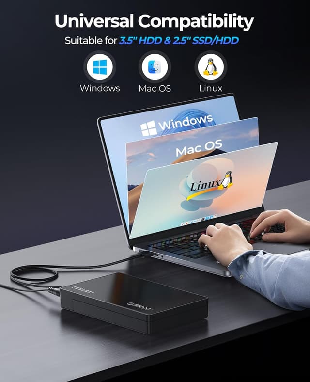 Detalle 2 de ORICO 3588US3 Case esterno per hard disk/SSD SATA USB 3.0 da 3,5 pollici fino a 20 TB