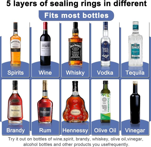 Thumbnail 6 de SINLUCESCE 60-Pack Stainless Steel Pour Spouts for Liquor Bottles (Rubber Dust Caps)