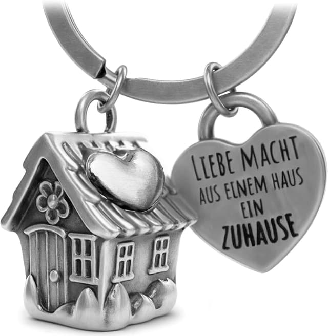 Detalle de LANOLU Portachiavi mini casa vintage in metallo argento “argento vintage”