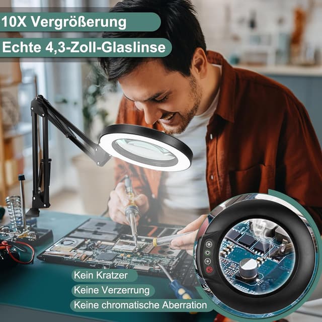 Detalle 2 de Veemagni 10X Lupe mit Licht 🔍