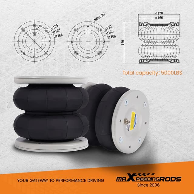 Detalle 2 de maXpeedingrods: 2 sospensioni pneumatiche posteriori + kit compressore 12 V per Fiat Ducato (1994-2024), fino a 4.000 kg