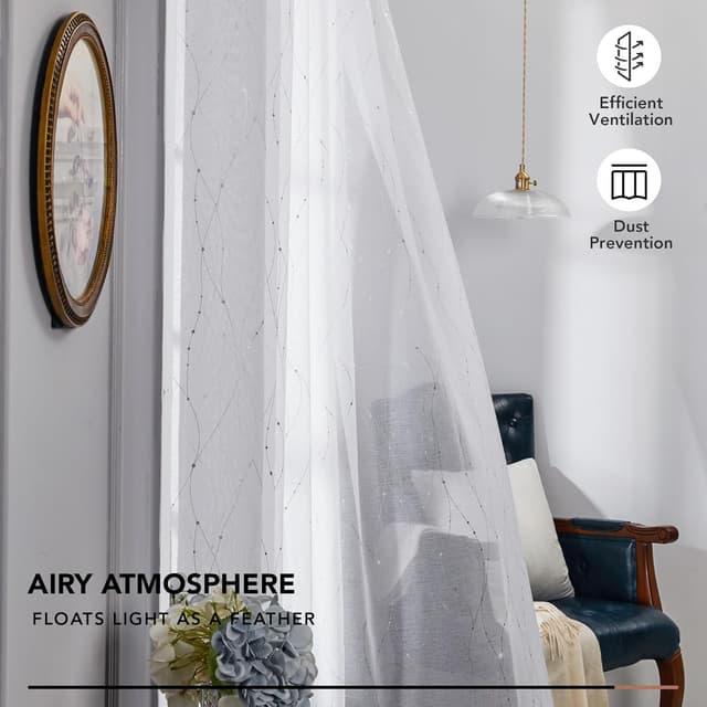 Thumbnail 3 de Deconovo Cortinas Blancas Infantiles con Motivos Plateados 2P 140x160 🏡