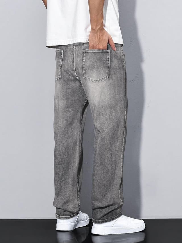 Detalle 2 de JMIERR Herren Baggy Jeans aus Baumwolle mit Stretch – Vintage Loose Fit Weite Jeans Hose