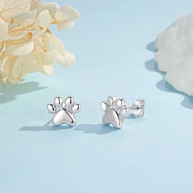 Detalle de Cangall Ohrstecker Silber 925 Klein mit Zirkonia – Blumen/Paw/Unendlichkeit/Kreuz