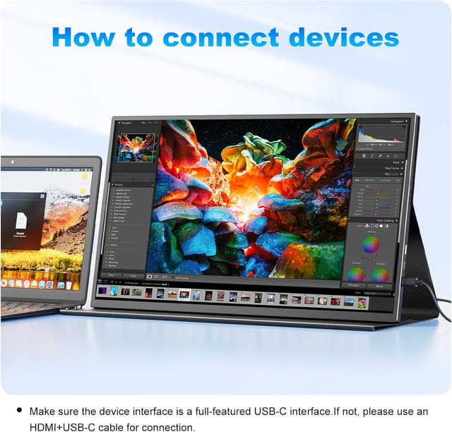 Detalle de COOLHOOD 18.5-inch Portable Monitor (1080P FHD, 120Hz, 125% sRGB) with USB-C & HDMI, VESA & Smart Cover