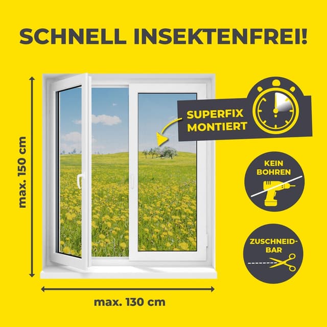 Thumbnail 3 de EASYmaxx Fliegengitter für Fenster mit Magic Click – magnetisch, zuschneidbar bis 150 x 130 cm (4 Stück)