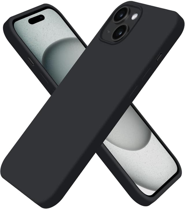 Detalle de BUYDOT Liquid Silicone iPhone 15 Case (6.1-inch) — Slim Shockproof Protective Cover, Black