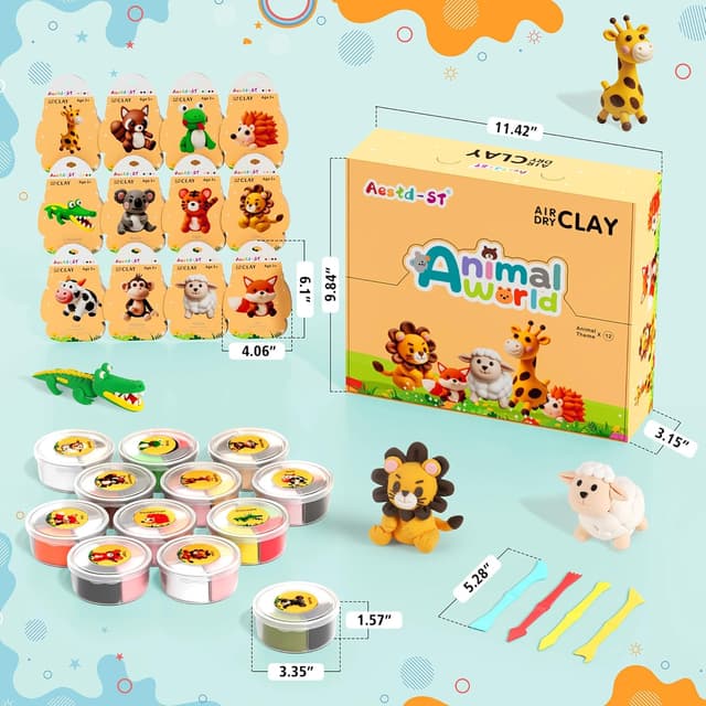 Detalle 2 de Air Dry Clay Kit 12-Box Modeling Set 🎨