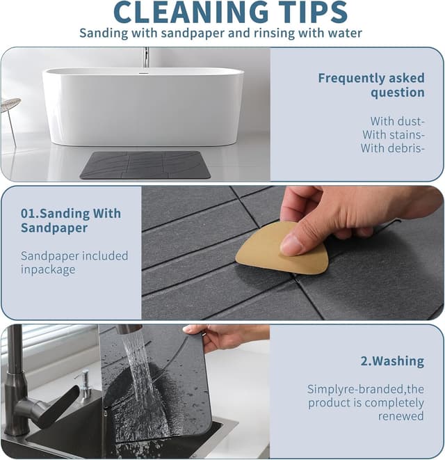 Detalle de Dai Lufei Tapis de bain en pierre 39 x 60 cm en diatomée – séchage rapide, antidérapant