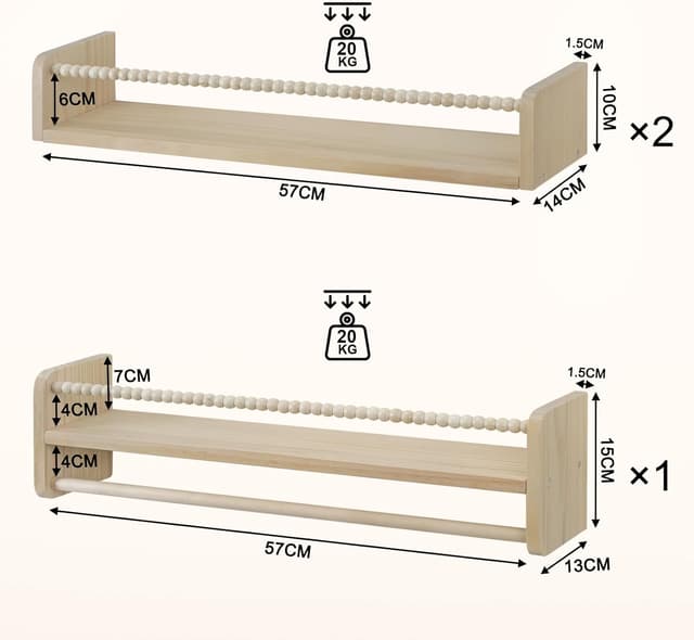 Detalle de WOLTU Estantes Flotantes Infantiles de Madera