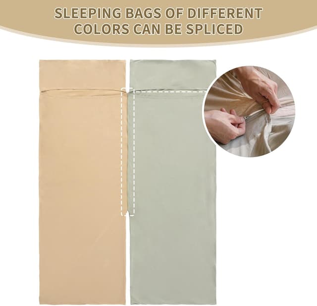 Detalle de Naturehike Drap de sac de couchage de voyage ultraléger en microfibre avec compartiment oreiller (coton, 210 x 75 cm)