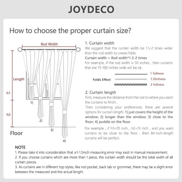 Thumbnail 6 de Joydeco Blackout Thermal Lined Curtains (52x54 inch) – 2-panel set with back tabs & rod pocket